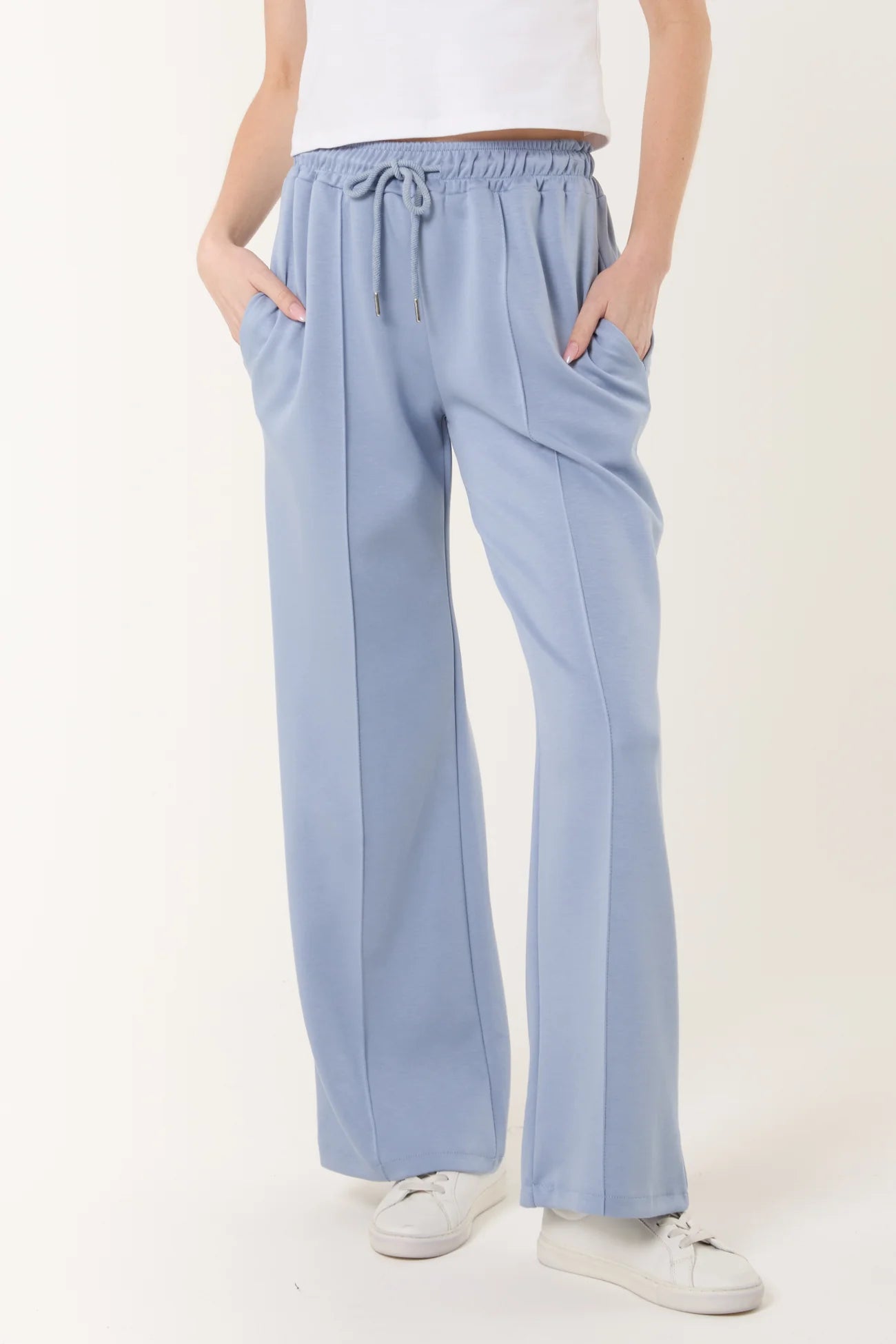 Denim Blue Crease Front Sweat Trousers