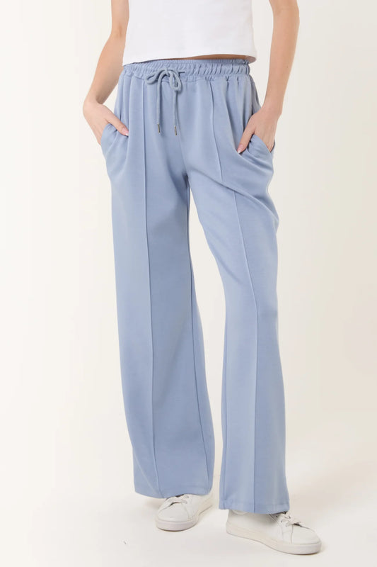 Denim Blue Crease Front Sweat Trousers