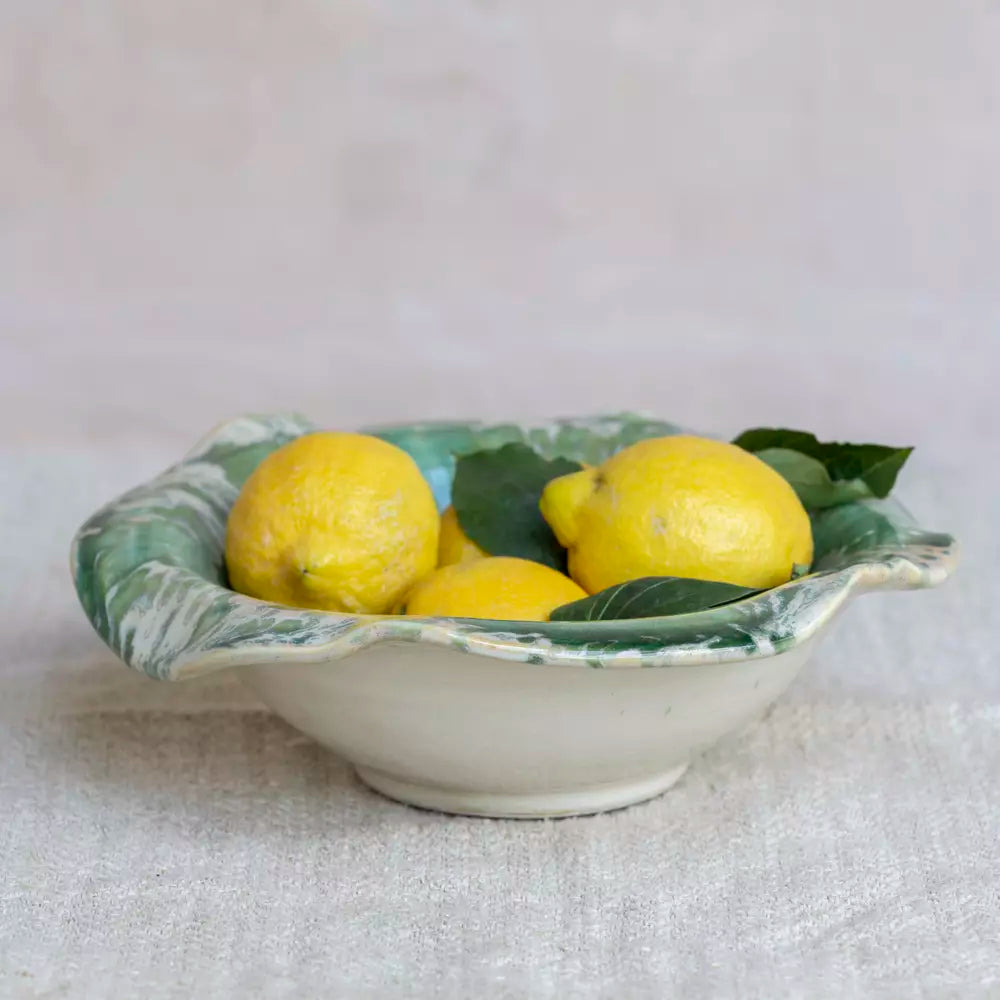 Glazed Bowl Green Stripe