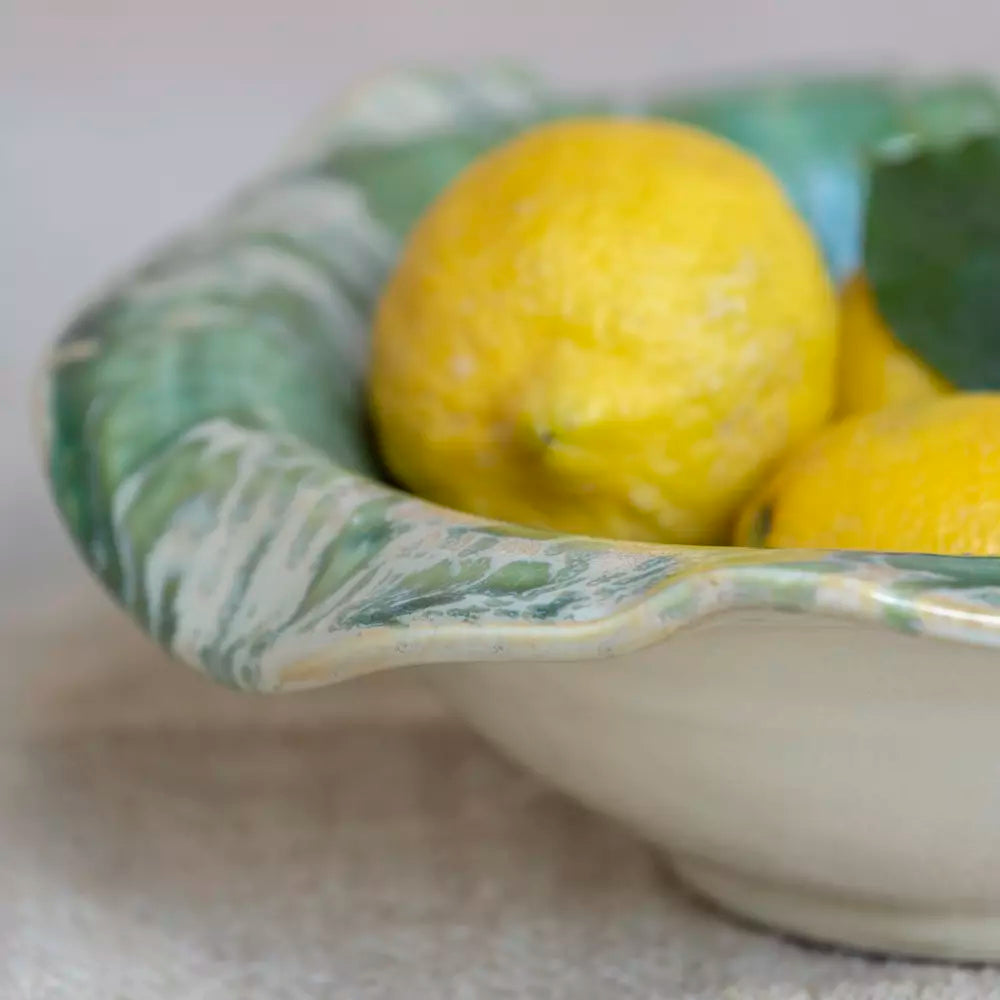 Glazed Bowl Green Stripe