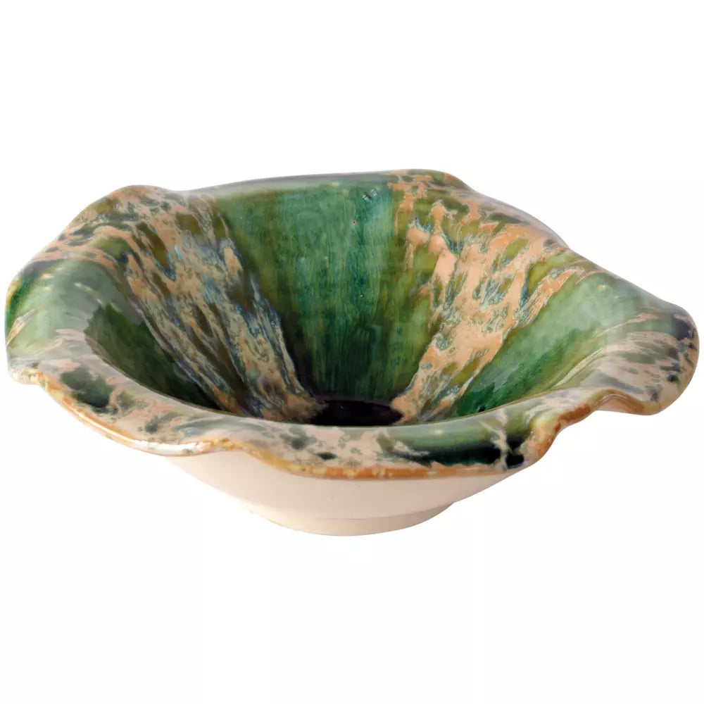 Glazed Bowl Green Stripe