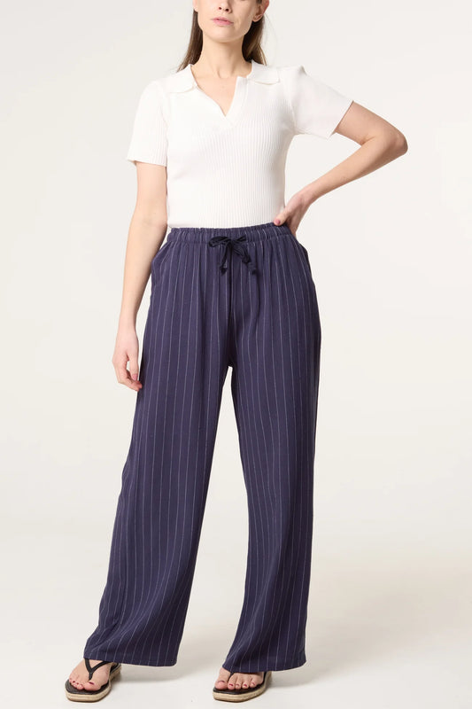 Navy Pinstripe Trouser