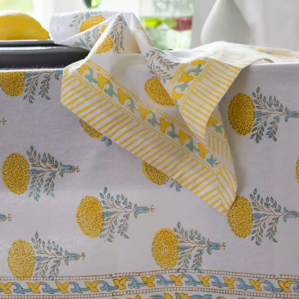 Lemon Cotton Block Print Napkin