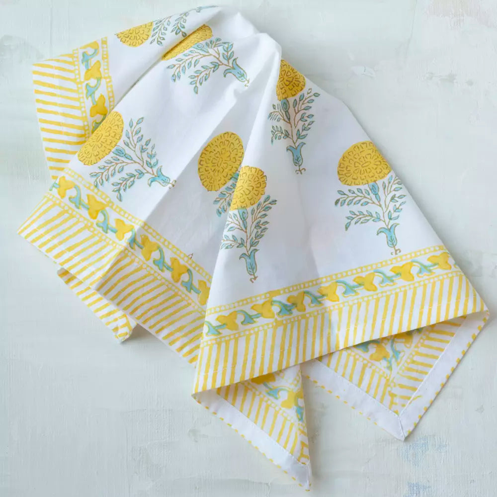 Lemon Cotton Block Print Napkin