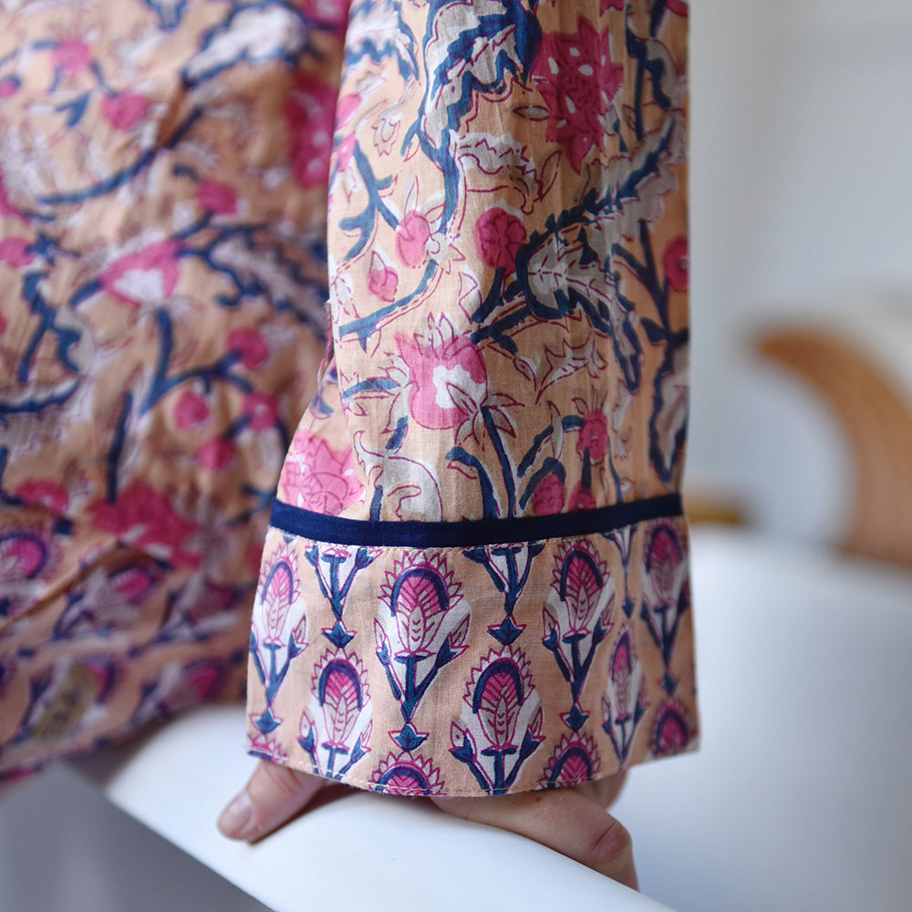 Apricot, Navy & Persian Red Print Pyjamas