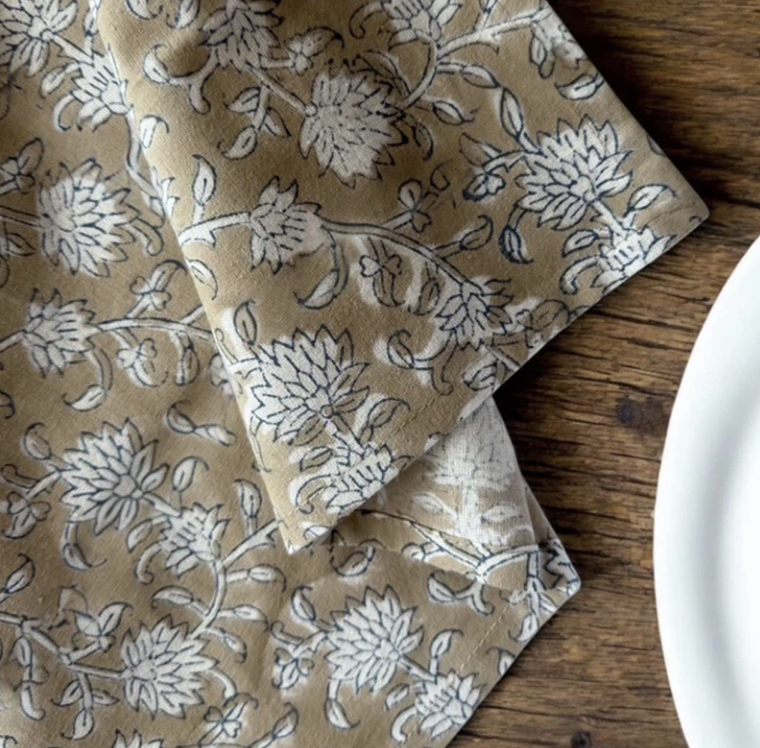 Soft Putty Pink Floral Napkins - set of 4