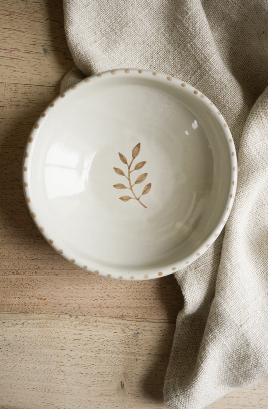 Hand Painted Botanic Snack Bowl - Taupe