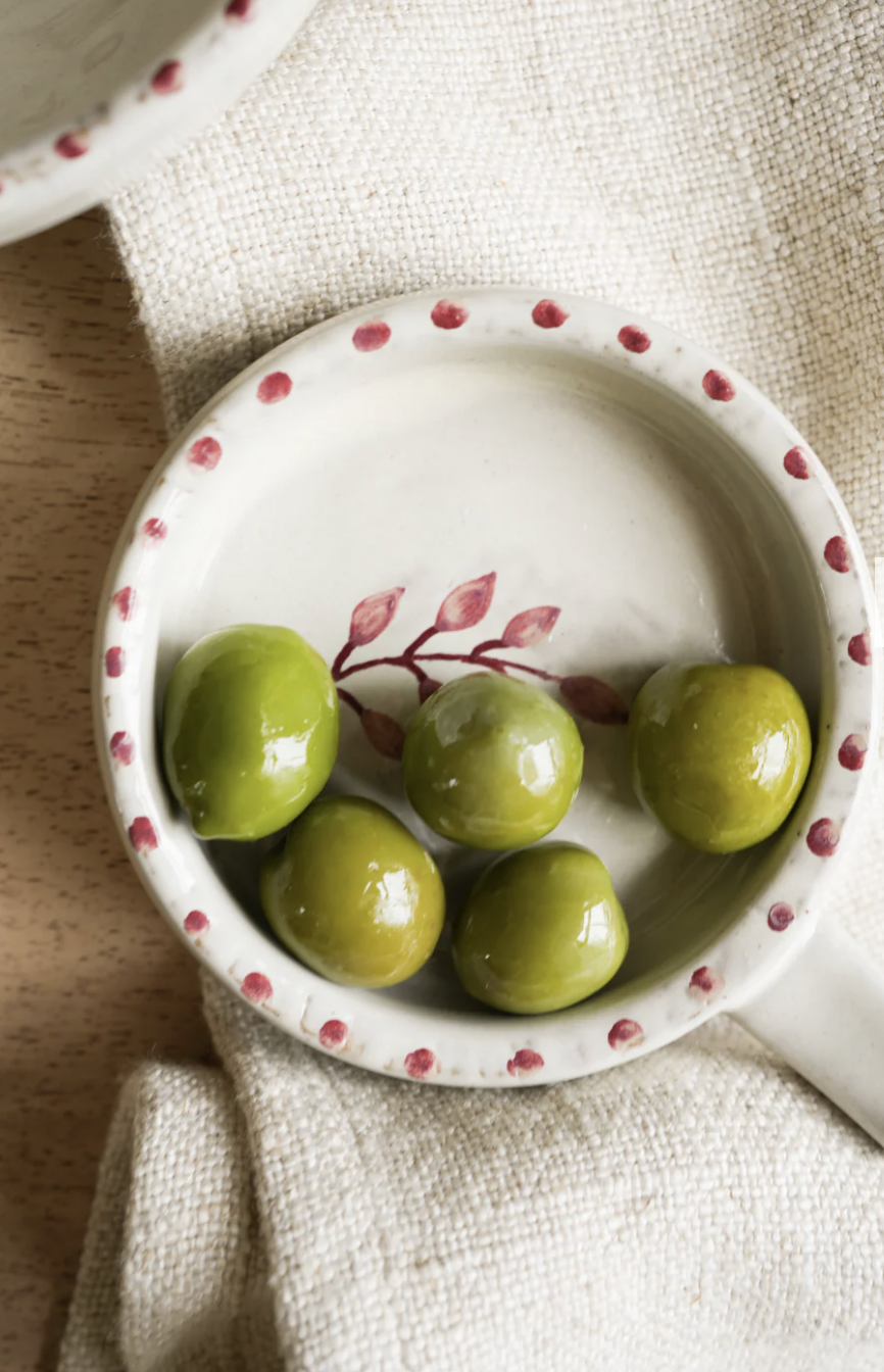 Hand Painted Botanic Olive Dish - Brick