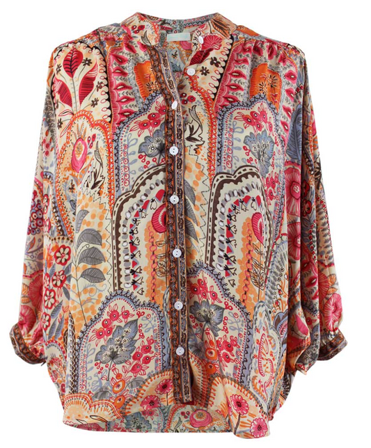 Suki, Orange & Pink Floral Blouse