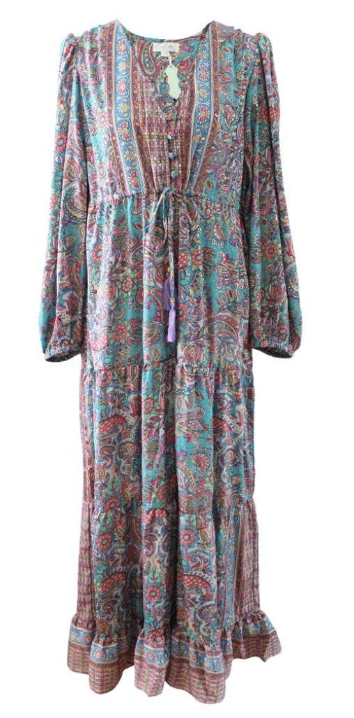 Demi, Pink & Blue Paisley Floral Dress