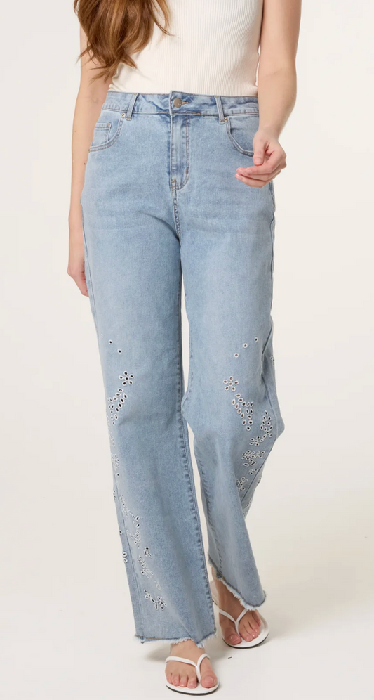 Floral Eyelet Jeans
