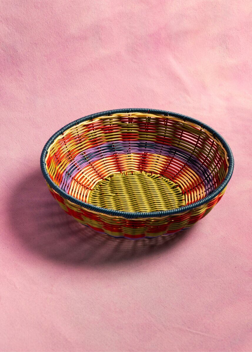 Woven Bowl - Green & Navy