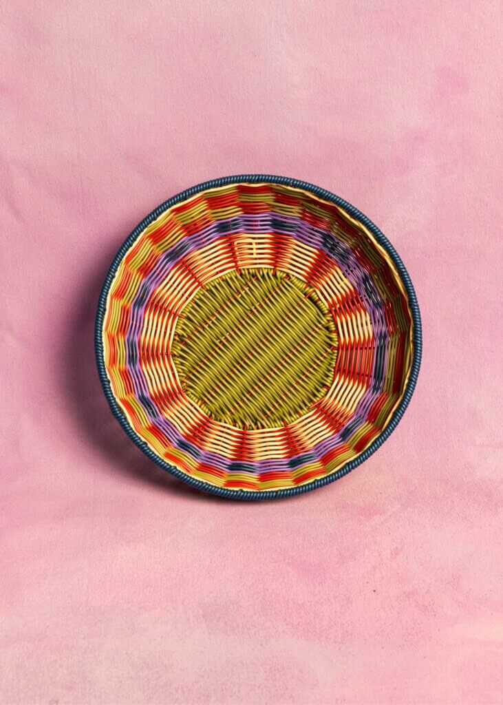 Woven Bowl - Green & Navy