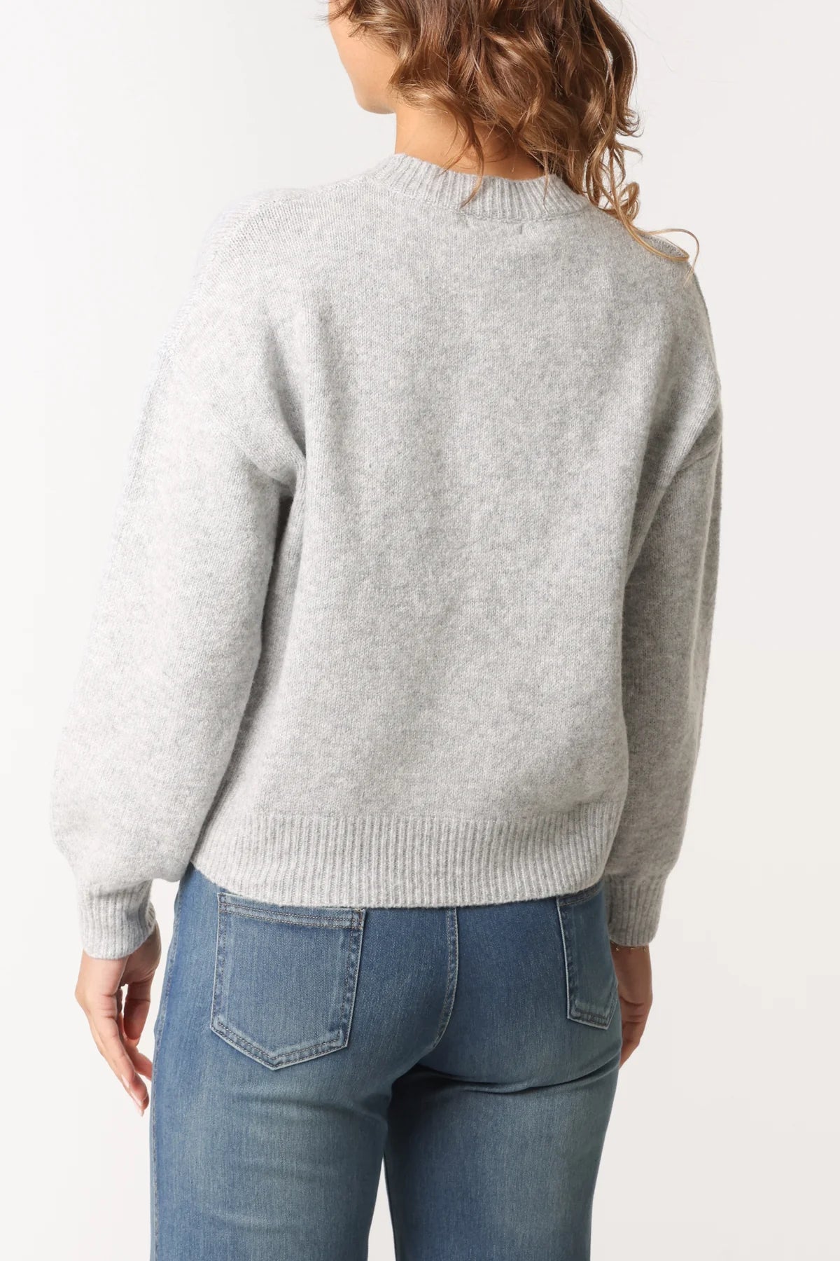 Swan Embroidered Knit Jumper - Grey