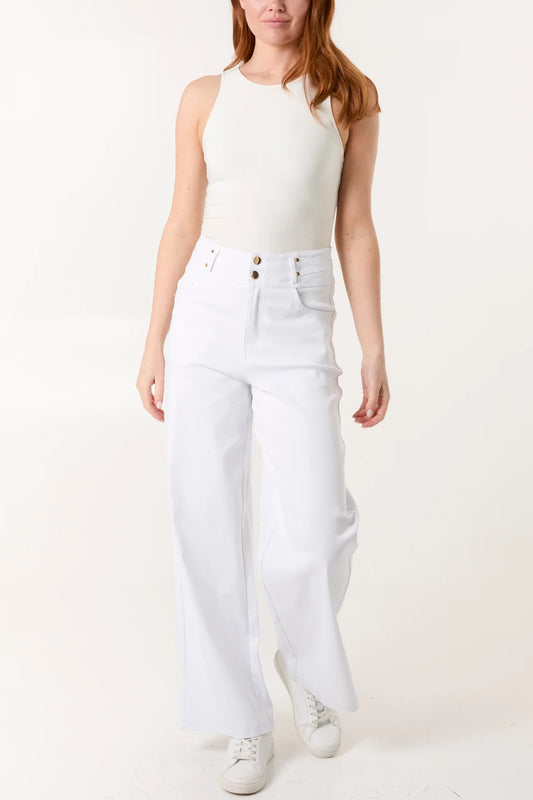 White Gold Button Jeans