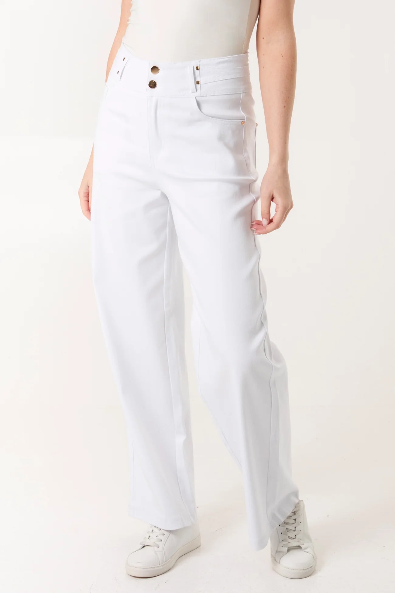 White Gold Button Jeans