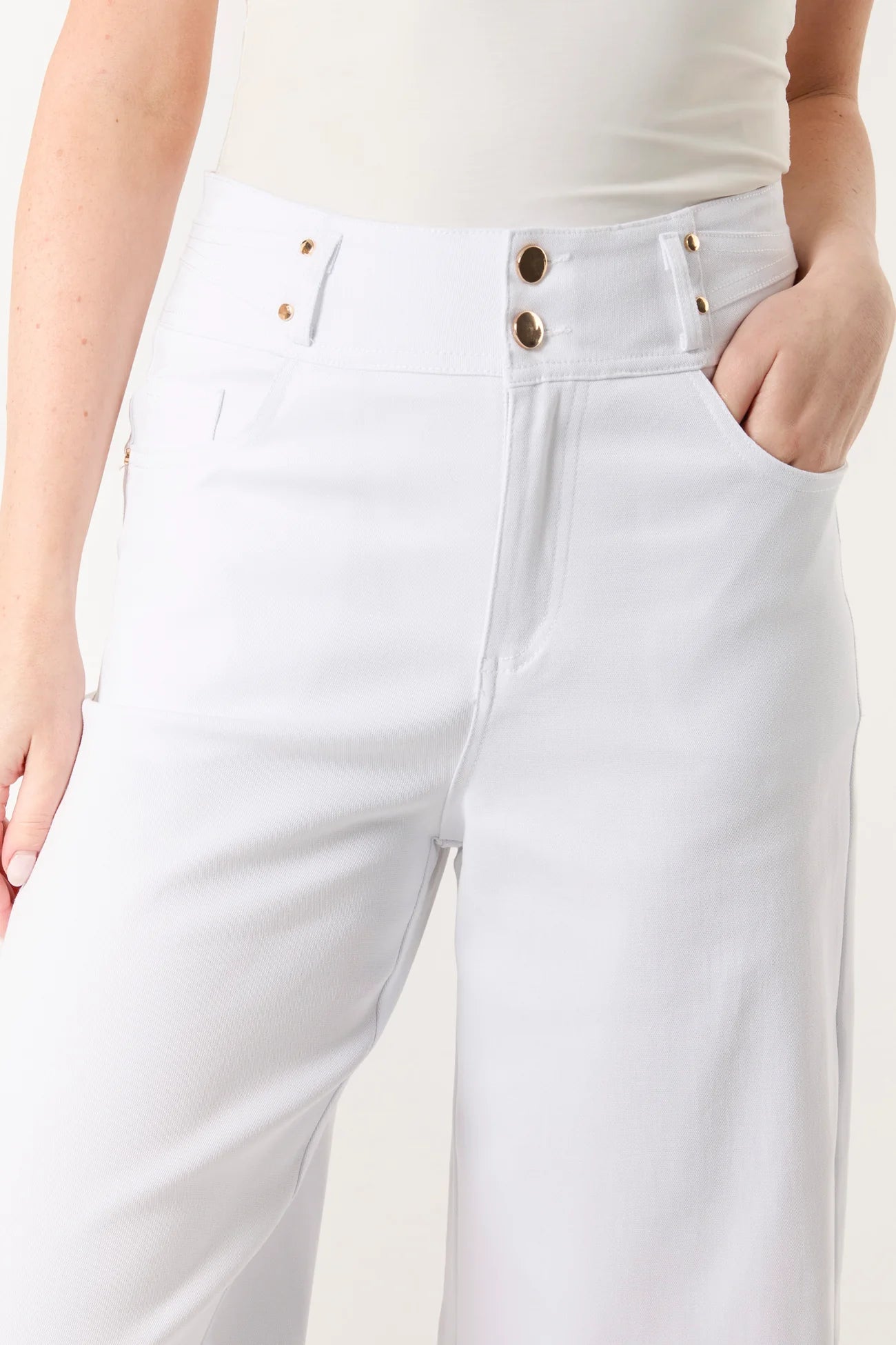 White Gold Button Jeans