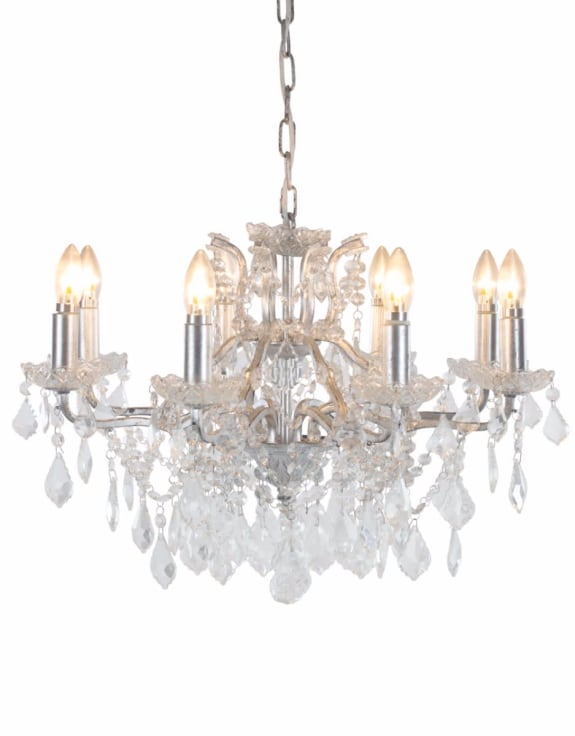 (PRE-ORDER ONLY) Medium 8 Branch, Silver Leaf, Shallow Chandelier